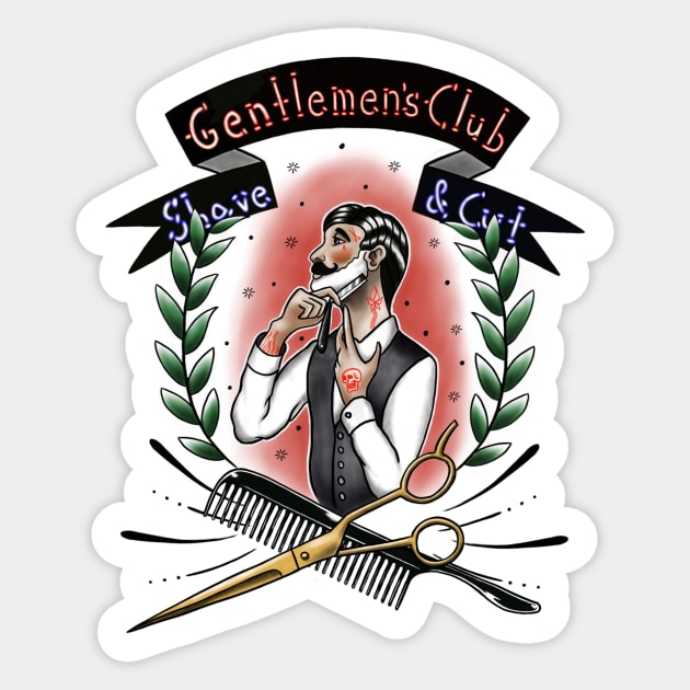 Old School Gentlemen's Club Barber Shop Tattoo Design Sticker by Tred85